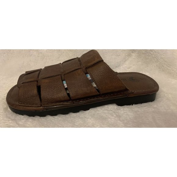 NEW Mens Leather Fisherman Sandals Sz 8 Brown - Picture 4 of 8